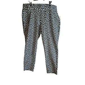 Michael Michael Kors Black Floral Print Slim Leg Pants 2X Plus Size‎
